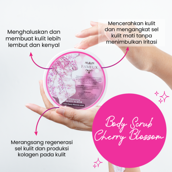 Fameux Whitening Body Scrub Cherry Blossom 250gr - Image 4