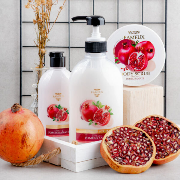 Fameux Paket Whitening Shower Scrub + Lotion ( Pomegranate Series) - Image 4