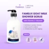 Fameux Whitening Shower Scrub Goat 500 ml | Body Wash Booster Shower Gel Sabun Mandi Cair Pencerah Kulit & Melembabkan