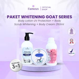 Paket Whitening Goat Milk Fameux ( Bleaching+Lotion+Scrub Goat)