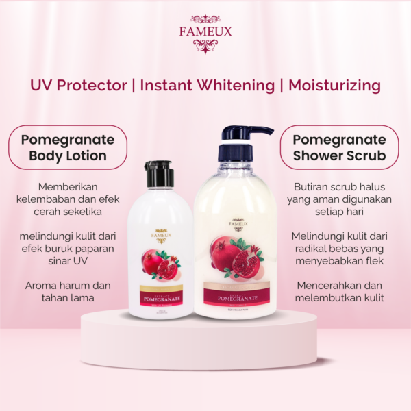 Fameux Paket Whitening Shower Scrub + Lotion ( Pomegranate Series) - Image 5