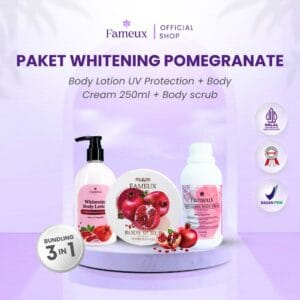 Fameux Paket Whitening Pomegranate (Body Cream + Lotion + Scrub Pome)