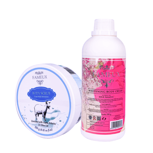 Fameux Paket Body Cream (Bleaching) + Body Scrub Goat Milk