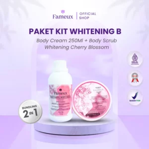 Fameux Paket Whitening Body Cream 250ml + Body Scrub Cherry Blossom