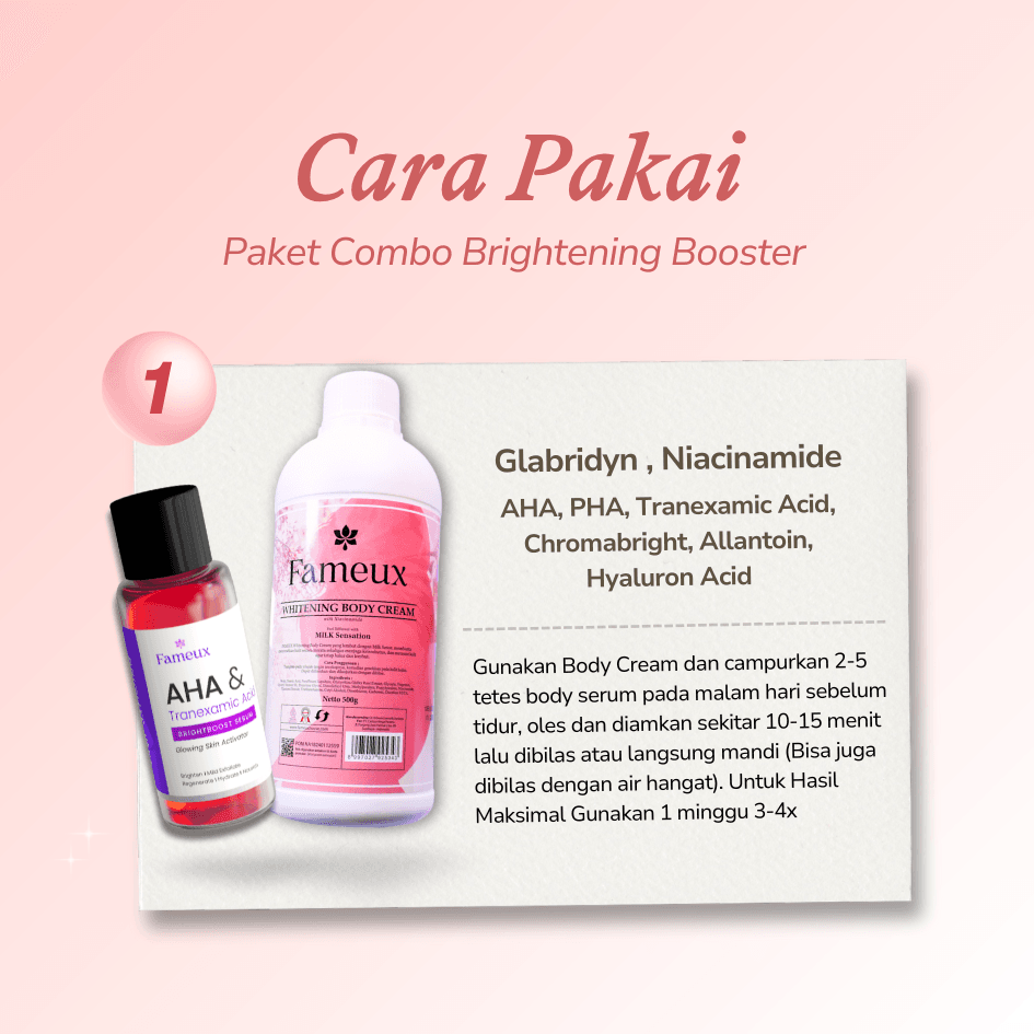 Fameux Paket Whitening Body Cream 500 ml + Brightening Body Serum - Image 4
