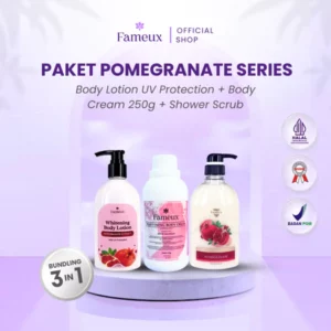 Fameux Paket Body Care Whitening Pomegranate Series (BBC250+ Shower Scrub 250 + Whitening Lotion)