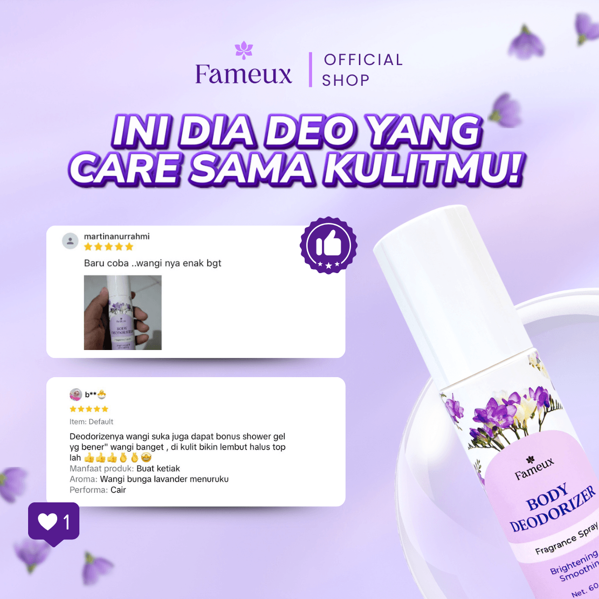 Fameux Body Deodorizer - Deodorant Spray | Anti Bau Badan Penghilang Bau Ampuh Hingga 48 jam Bahan Alami Non Alkohol Aman Untuk Kulit - Image 5