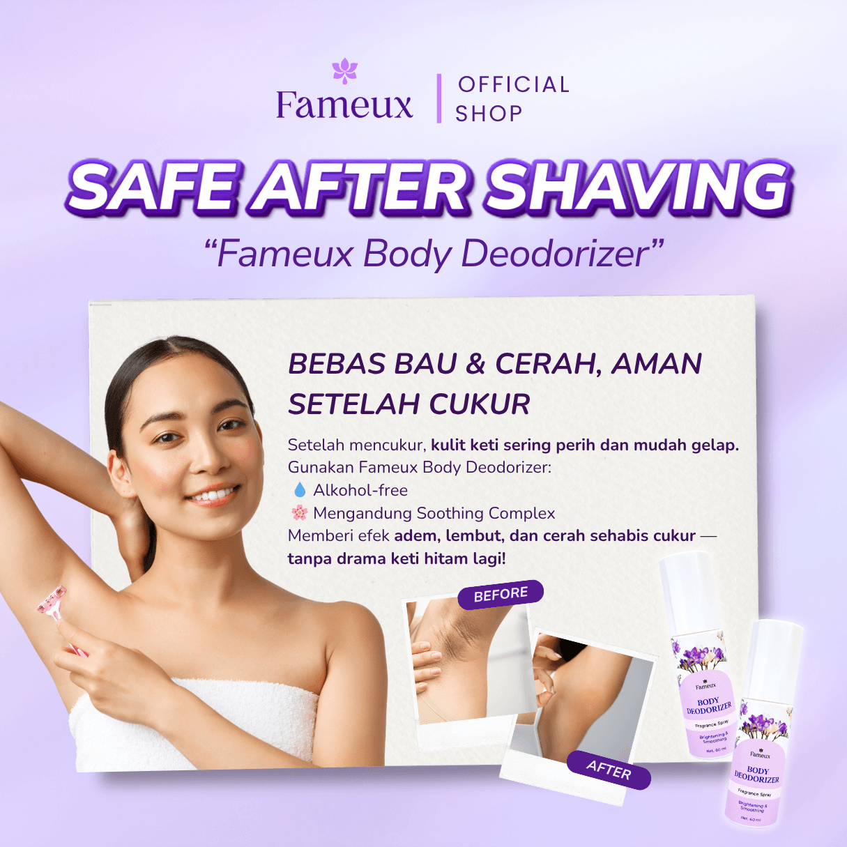 Fameux Body Deodorizer - Deodorant Spray | Anti Bau Badan Penghilang Bau Ampuh Hingga 48 jam Bahan Alami Non Alkohol Aman Untuk Kulit - Image 3