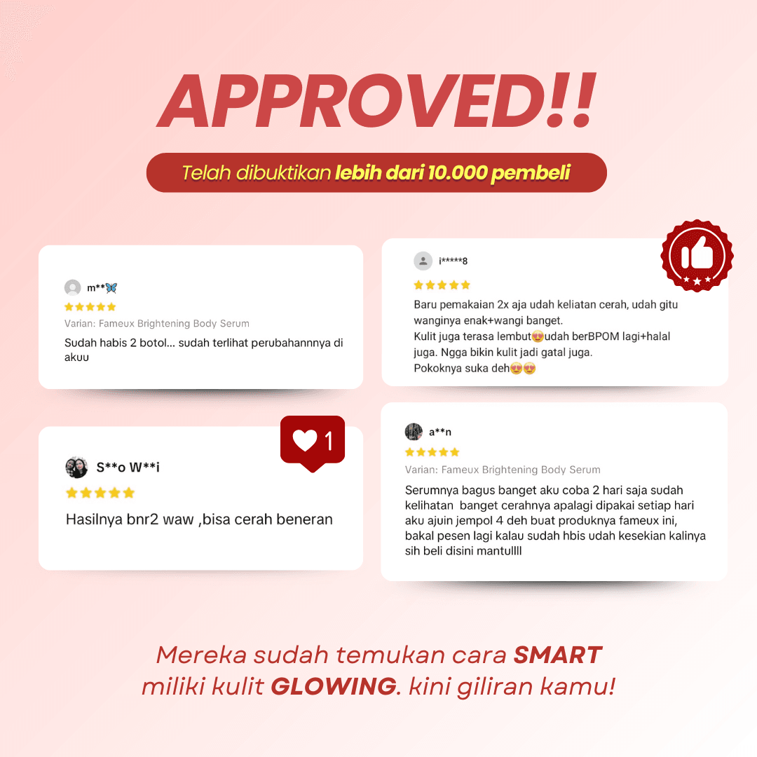 Fameux Paket Whitening Body Cream 1000ml + Brightening Serum | Paket Body Bleaching & Pencerah Kulit - Image 5